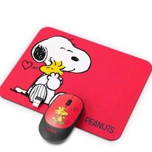 Snoopy & Woodstock Peanuts Wireless Mouse + Mouse Pad Combo